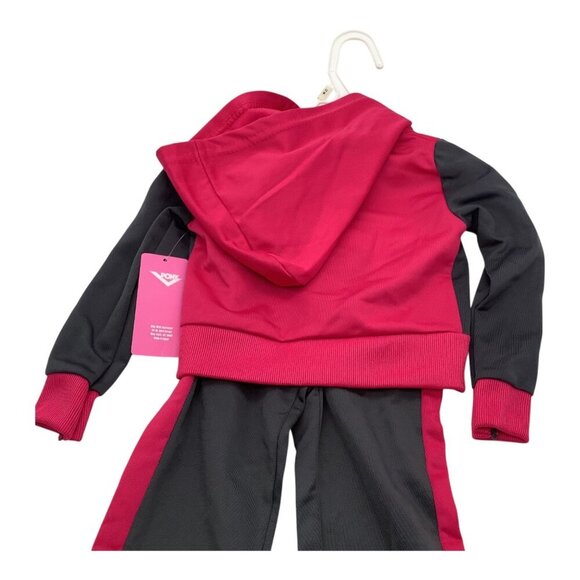Pony Baby Girl 12M Sweatsuit Pink & Black Hoodie Pants Set Polyester Graphic - Picture 10 of 12